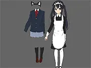 Azusa Mini Dress Up online game screenshot showing the character Azusa wearing a fashionable outfit and holding a guitar
