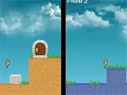 Cloneheads game screenshot showing two cartoon alien clone brothers standing on platforms in a sci-fi escape room puzzle level