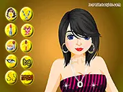 Close-up image of the character Louisa from the online makeup game, showing various cosmetic options and hairstyles
