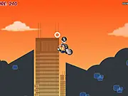 Police officer on a dirt bike performing a high-speed stunt jump in the online game Bike Cop Adventure