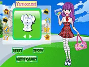 Screenshot of School Girl Styles dress-up game showing a stylish student character with a backpack, notebook, and school uniform