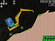 Gameplay screenshot of the mini excavator using its bucket to climb a ramp in Fronthoe Trial