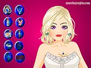 Shakira Girl Makeover game screenshot showing the model character ready for makeup and dress-up, free online celebrity fashion game