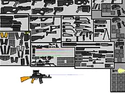 Screenshot of the Create a Gun V2 online game interface showing a user assembling a custom assault rifle with a new scope and barrel