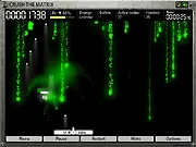 A character dodging green digital bullets in a stylized action scene reminiscent of The Matrix.