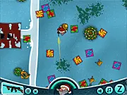 Santa's Survival Zombie Kids gameplay screenshot showing Santa Claus battling a horde of small, green-skinned zombie children in a snowy environment