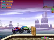 Monster Truck Smash online free racing game, drive monster trucks, smash obstacles and barrels on 10 tracks