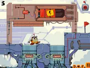 The small robot character Robo Trobo in a broken factory environment, ready to solve a puzzle.
