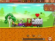The Crazy Racers vehicle speeding through a vegetable patch track in the top-down perspective online game