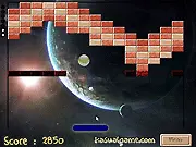 The ball bouncing off the paddle to destroy bricks in the free online classic arcade game Frixe