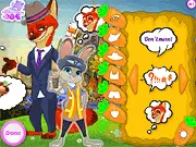 Screenshot of Zootopia: Judy and Nick Dress Up free online game featuring the two main characters on PlayArcadeHub