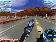 Screenshot of Moto GP 3 game showing a motorcycle racer taking a corner at high speed on a track