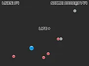 Screenshot of Magnetism Ball showing the player's magnetic ball moving through a field of snapping, geometric objects in the free online game