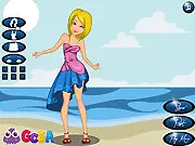 Screenshot of Casual Girl Antonia Dressup, showing a cartoon girl model surrounded by icons of clothing, shoes, and accessories, ready for a stylish makeover in this free online game.
