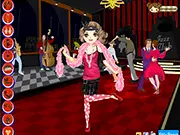 Flapper Girl Dress Up game showing a lady in a 1920s flapper dress with feathers and pearls. Play free online dress up games.