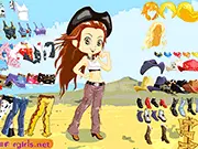 Screenshot of Ranch Girl Jane Dress Up game showing Jane styled in a cute ranch-themed outfit with a cowboy hat and boots - play free online