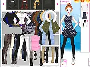 Screenshot of the New Tie Dress Up Free online game showing a stylish character wearing a coat and a bright bow tie, fashion game on PlayArcadeHub.
