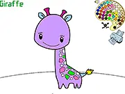 Screenshot of the Giraffe Coloring free online game showing a colored giraffe on PlayArcadeHub