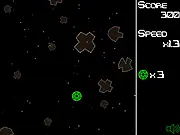 Astravoid free online game screenshot, flying saucer dodging endless asteroids in space, high score survival gameplay on PlayArcadeHub