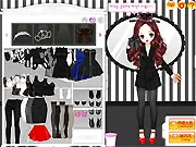 f(x) Red Light Dress Up free online K-pop fashion game with black and white striped costumes
