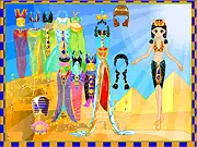 Pyramid Tourism Dress Up free online game screenshot of a girl in Egyptian-inspired tourist clothing near a pyramid