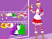 Christmas Wine Party Dress Up free online game screenshot of a girl in an elegant red holiday dress