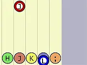 Screenshot of Keyboard Hero Small Heads, a fast-paced rhythm game showing descending notes and keys on a minimalist screen.