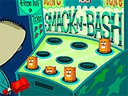 Smack -n- Bash game screenshot, character ready to bash popping golphers, play free online arcade game