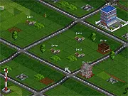 Avalon Tycoon Mansion game screen showing various commercial and residential buildings to purchase, with a large mansion in the background