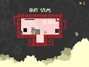 Softlegs game screenshot, cute teddy bear character walking on a platform, play free online adventure game.