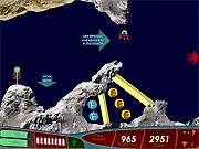 Screenshot of Starship Eleven Deluxe showing a futuristic starship flying through a dark, narrow cavern lined with destroyable blocks.