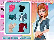 Alisha standing in front of the Eiffel Tower, playing A Day In Paris dress-up game online