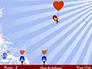 Happy Valentines Day free online matching game where the player shoots arrows at balloons to create couples