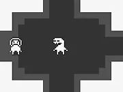 The silhouette of a player character trying to escape a dark, ominous spaceship hallway while being hunted by an alien creature in the free online game Alien Flash