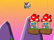 Screenshot of Bit Crusher action game showing a character crushing small purple pixelated figures in a 2D sidescrolling environment