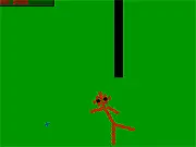 Rezolution DODGE stick figure online game screenshot showing a character dodging a lethal object with clickable command buttons