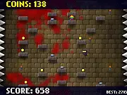 Bloody Climber character climbing a wall, spikes and saw traps, free online high-score game