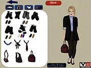 Screenshot of Kristina's Office Day Dressup featuring a young woman in professional business attire, such as a blazer and skirt, ready for her first day of work