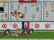 Presidents VS. Terrorists Free Online Game Screenshot, World Leader Swinging a Racket to Launch a Terrorist