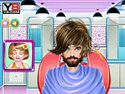 Gameplay image from Crazy Day With Daddy, showing a girl and her father doing house chores and cleaning the living room.