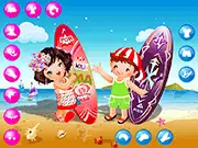 Play Beach Kids Dress-Up Online, a free girl game about styling cute children in swimwear and summer outfits for a day on the sand.