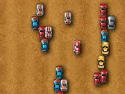 Screenshot from the Race 60 game showing a racing car speeding down a busy highway, narrowly avoiding other traffic and emphasizing the high-speed action.