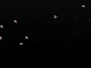 Screenshot of the Galaxy Action Fighter Online game showing a pixel art starship firing lasers at multiple enemy alien ships in a retro top-down view.