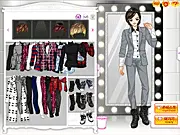 B1A4 K-Pop Dress Up game screen showing the five male idol members, Jinyoung, CNU, Sandeul, Baro, and Gongchan, ready to be styled with trendy K-Pop clothing.