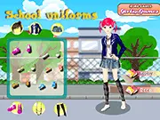 Character modeling a stylish, customizable school uniform with a pleated skirt and blazer in the free dress-up game School Uniforms.