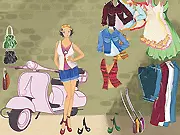 Denim Fashion Collection Dressup game image, girl wearing stylish blue jeans and denim jacket, play free fashion game online