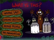 The Impossible Quizmas free online game screenshot, showing a holiday-themed trivia question screen with four tricky multiple-choice options.
