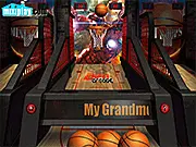 Basketball Iron Man 3 free online arcade game showing a basketball court with a superhero-themed design and a timer.