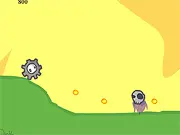 Tumble game screenshot showing a rolling ball character chasing a yellow dot while avoiding a red enemy in a dark maze