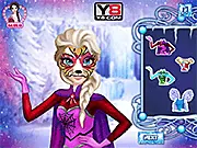 Eliza Face Painting free online game showcasing a female character with bold and colorful temporary face art and makeup.